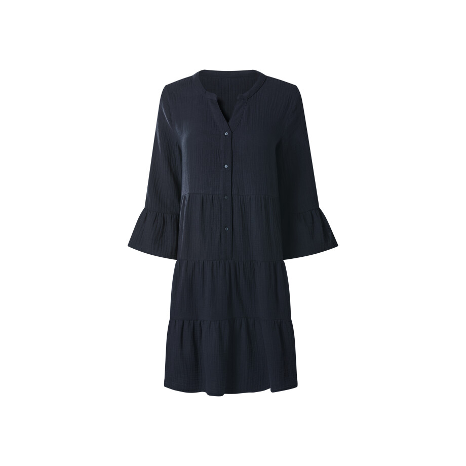 esmara Mousseline dames tuniekjurk (Marineblauw, L (44/46)) afbeelding 1
