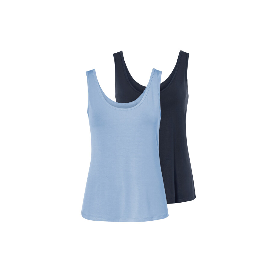 esmara 2 dames tops (Donkerblauw/lichtblauw, L (44/46)) afbeelding 1