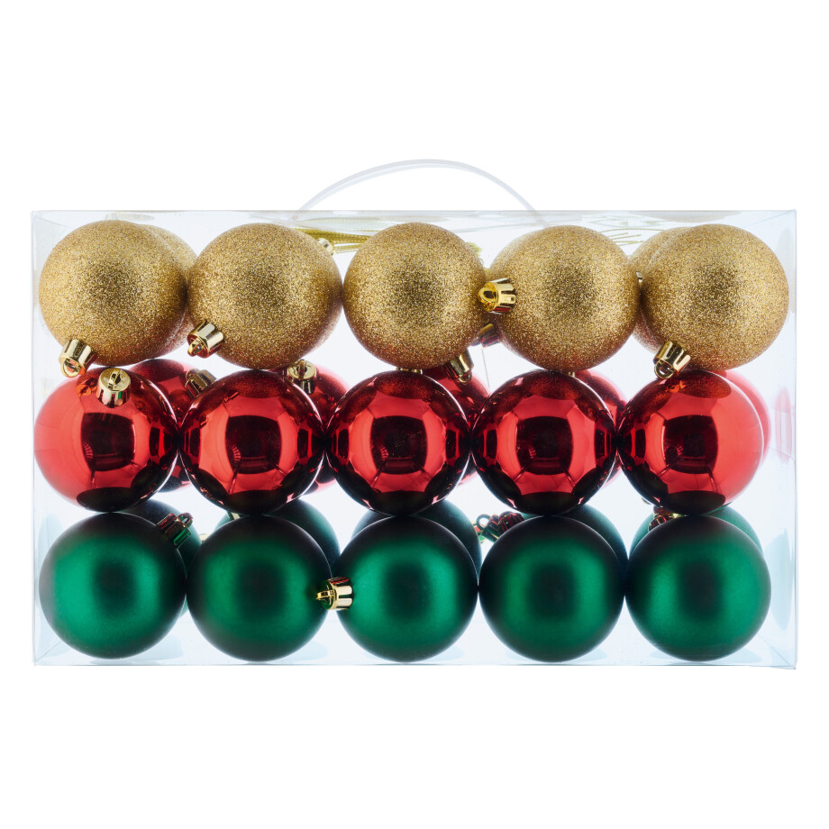 LIVARNO home 30 Kerstballen (Groen, rood, goud) afbeelding 1