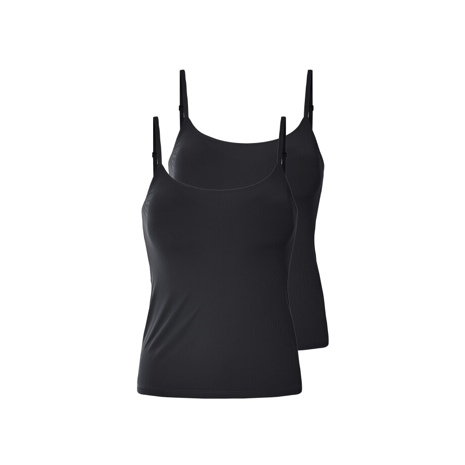 esmara 2 dames spaghettitops (Zwart, L (44/46)) afbeelding 1