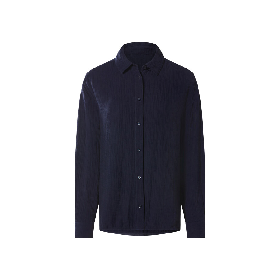 esmara Mousseline dames blouse (Marineblauw, L (44/46)) afbeelding 1