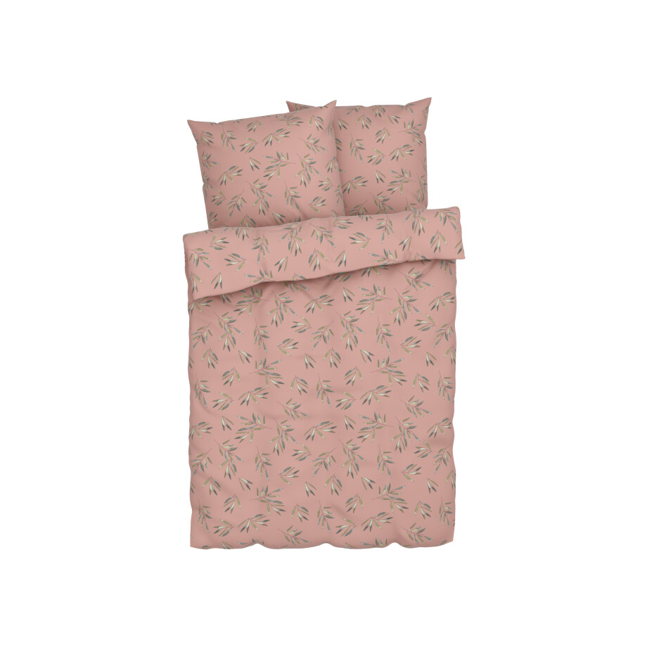 LIVARNO home Microfiber satijnen beddengoed, ademend, 200 x 200 cm (Let op: LV OSNL) (Roze olijfbladeren) afbeelding 1