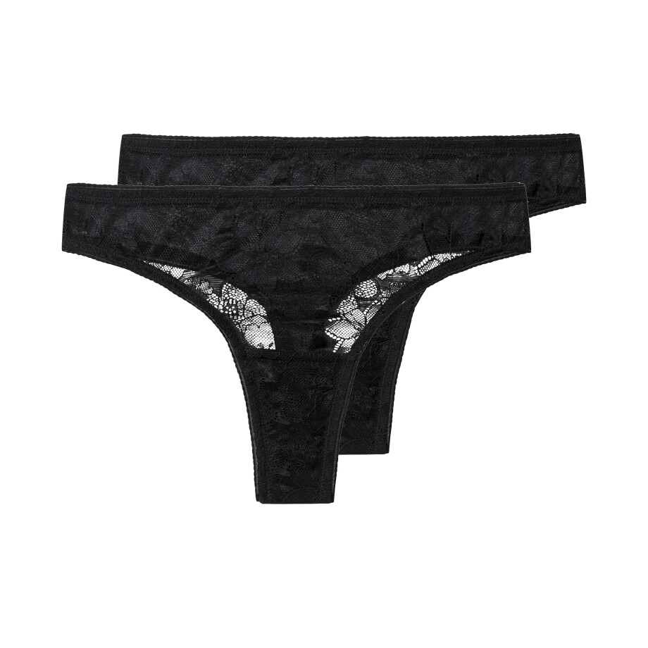 esmara Set van 2 dames strings (Zwart, L (44/46)) esmara Set van 2 dames strings (Zwart, L (44/46)) afbeelding 1