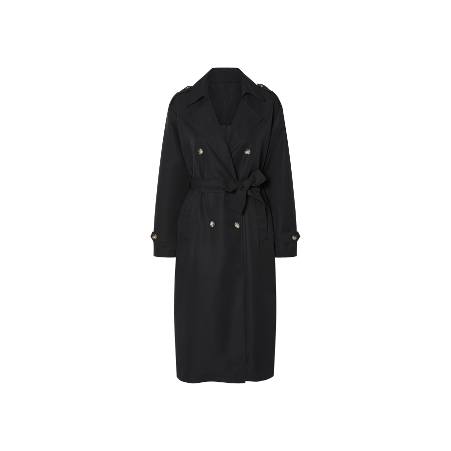 esmara Dames trenchcoat (Zwart, L (44/46)) afbeelding 1