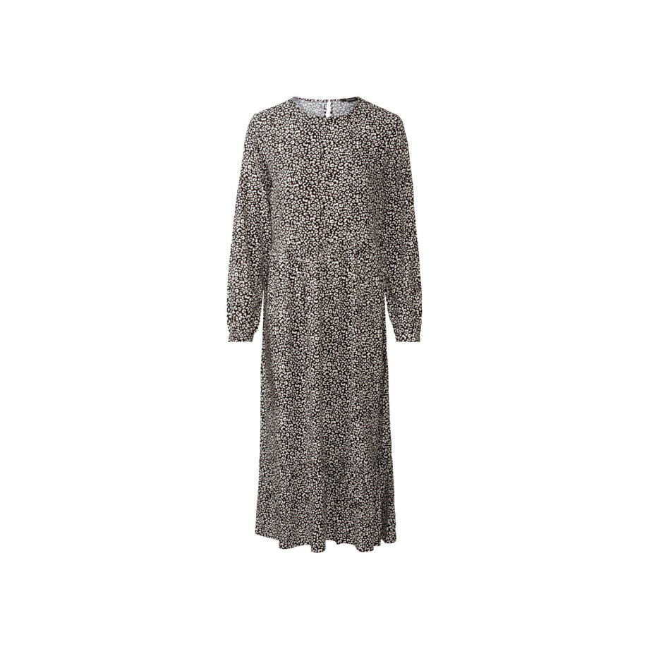 esmara Dames midi-jurk (34, Zwart/print) afbeelding 1
