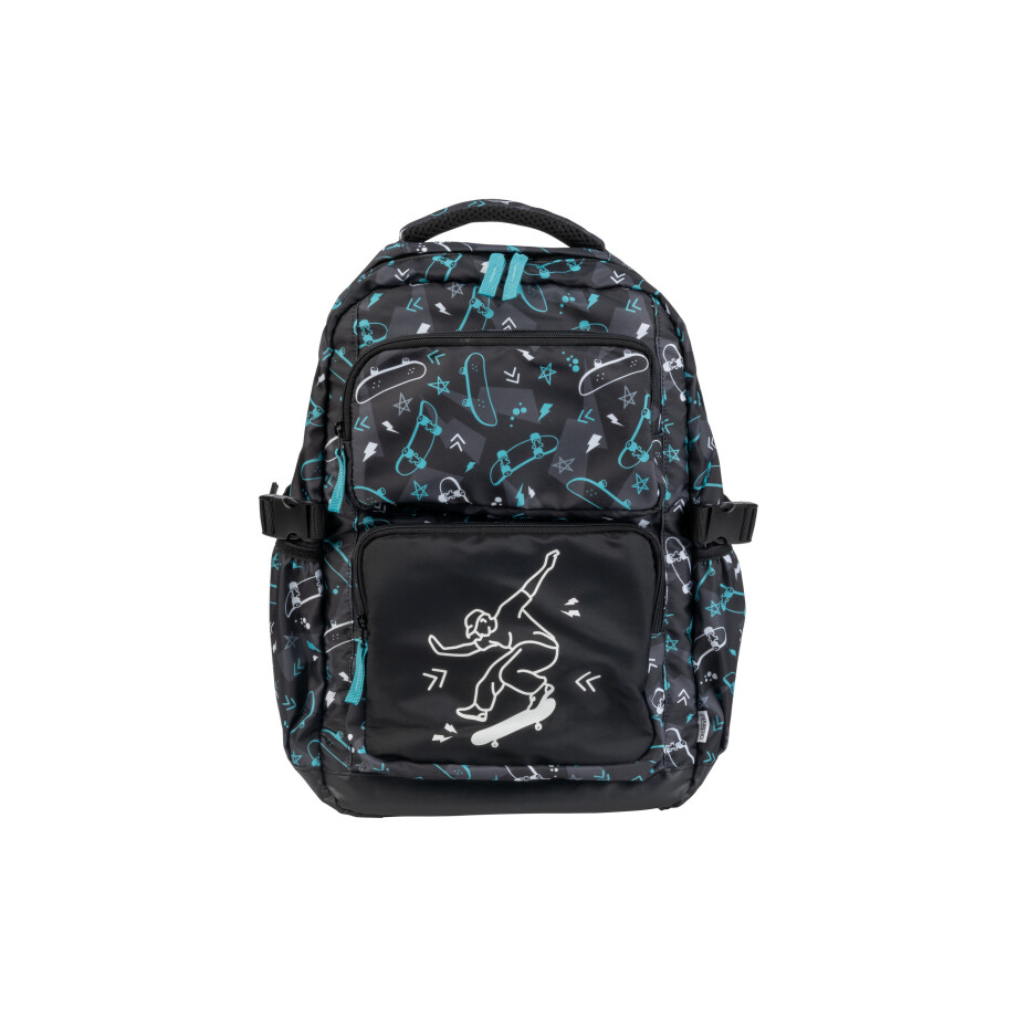 CRELANDO Kinder schooltas - ergonomische rugzak (Glow in the dark/zwart) afbeelding 1