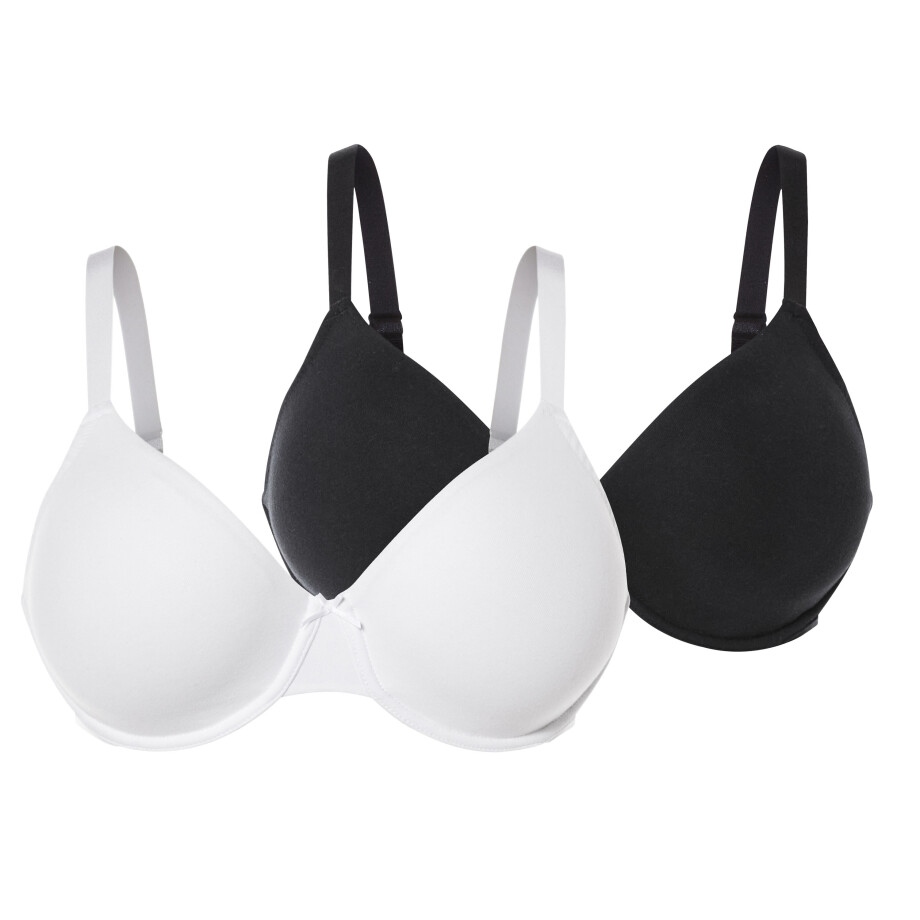 esmara 2 dames BH's (Zwart/wit, 90D) afbeelding 1