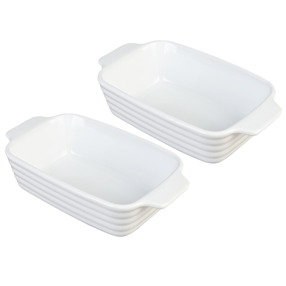 LIVARNO home Ovenschalen (2 kleine, witte ovenschalen) afbeelding 1