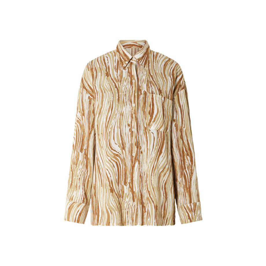 esmara Dames oversized blouse (46, Patroon wit/beige) afbeelding 1