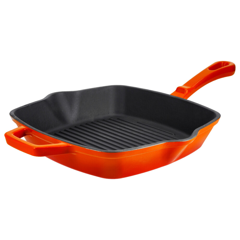 SILVERCREST Gietijzeren grillpan of koekenpan (Vierkant, Oranje) SILVERCREST Gietijzeren grillpan of koekenpan (Vierkant, Oranje) afbeelding 1