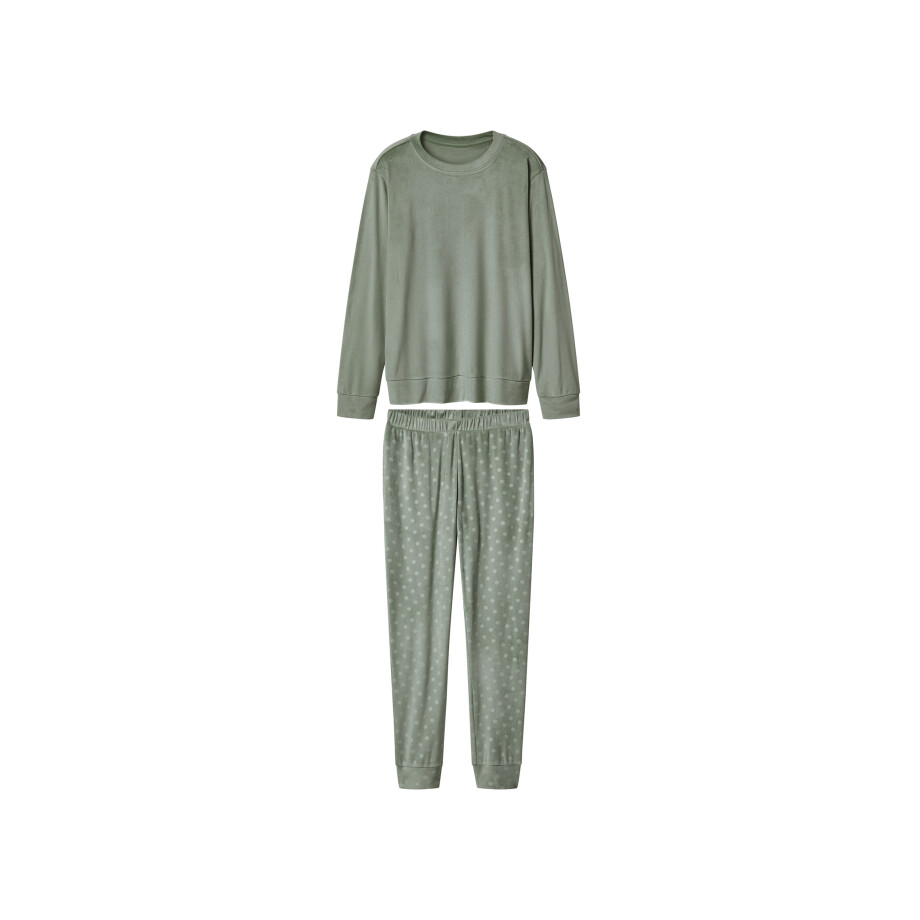 esmara Velours dames pyjama (Groen, XS (32/34)) afbeelding 1