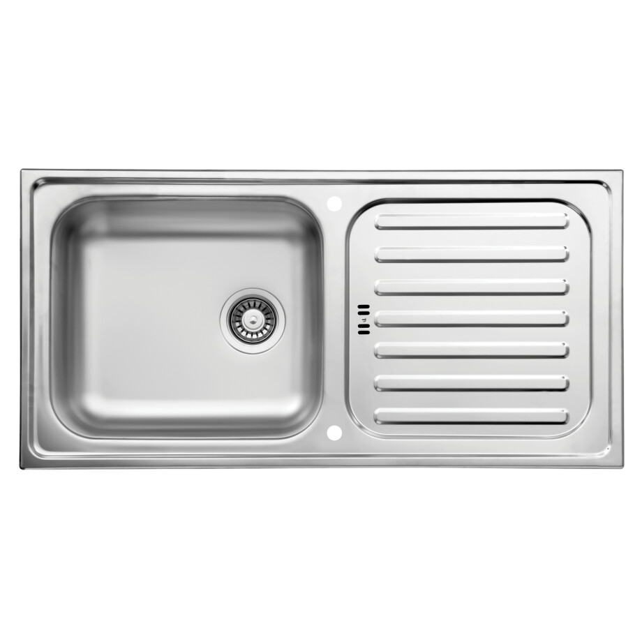 Respekta RVS inbouw wasbak Riverside - met afdruipvlak (100 x 50 cm) afbeelding 