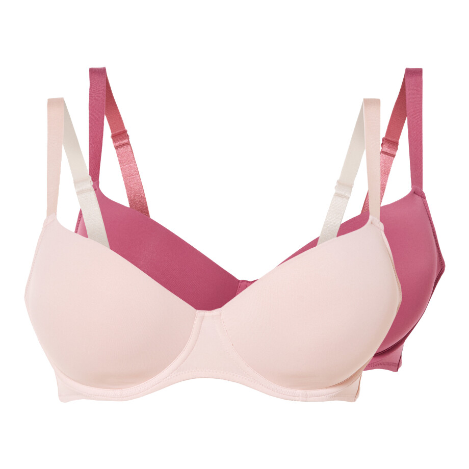 esmara 2 dames beugel-bh (Donkerroze/roze, 85D) afbeelding 1