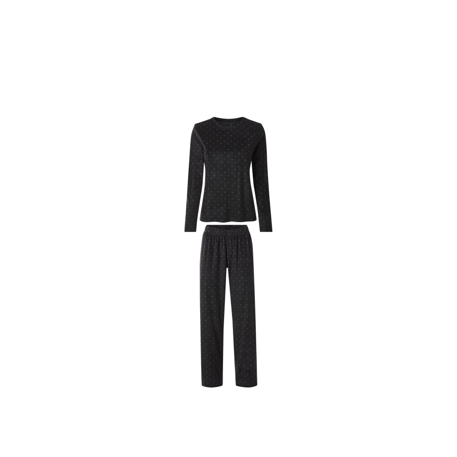 esmara Dames fleece pyjama (Zwart, L (44/46)) afbeelding 1