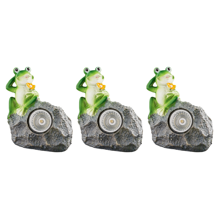LIVARNO home LED-solarlampen (3 stuks grijs met kikker) afbeelding 1