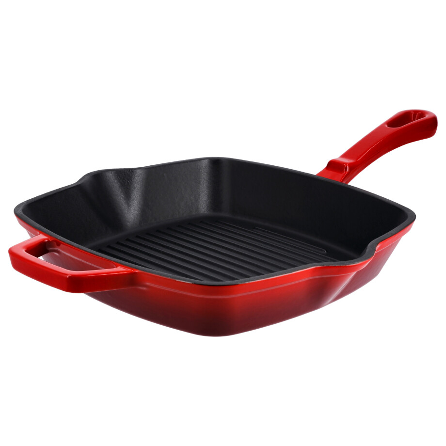 SILVERCREST Gietijzeren grillpan of koekenpan (Vierkant, Rood) SILVERCREST Gietijzeren grillpan of koekenpan (Vierkant, Rood) afbeelding 1