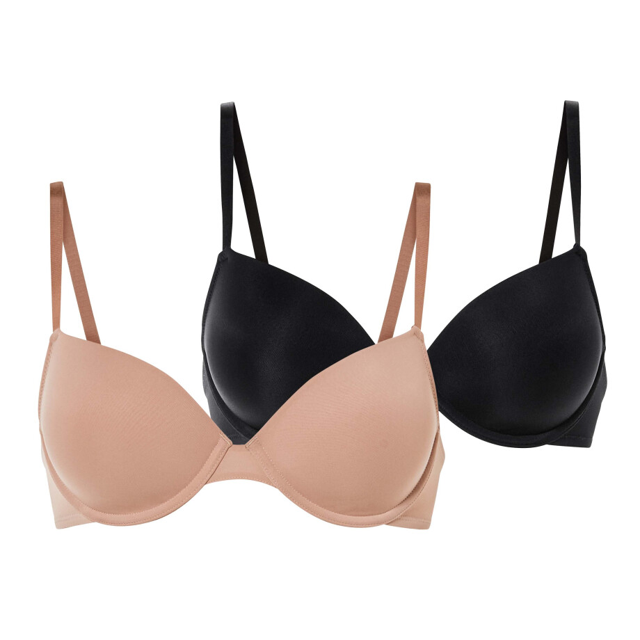 esmara 2 dames BH's (Zwart/beige, 85C) afbeelding 1