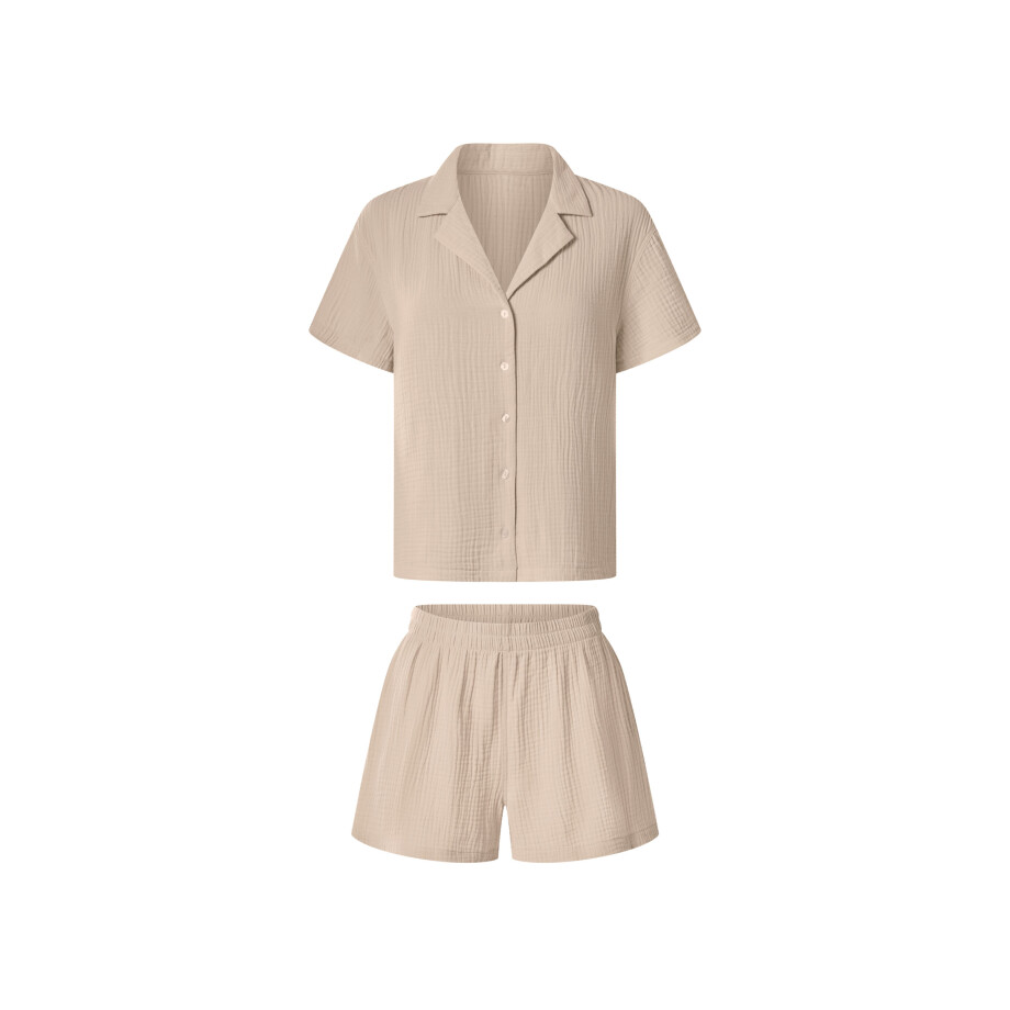 esmara Korte mousseline dames pyjama (Beige, XL (48/50)) esmara Korte mousseline dames pyjama (Beige, XL (48/50)) afbeelding 1