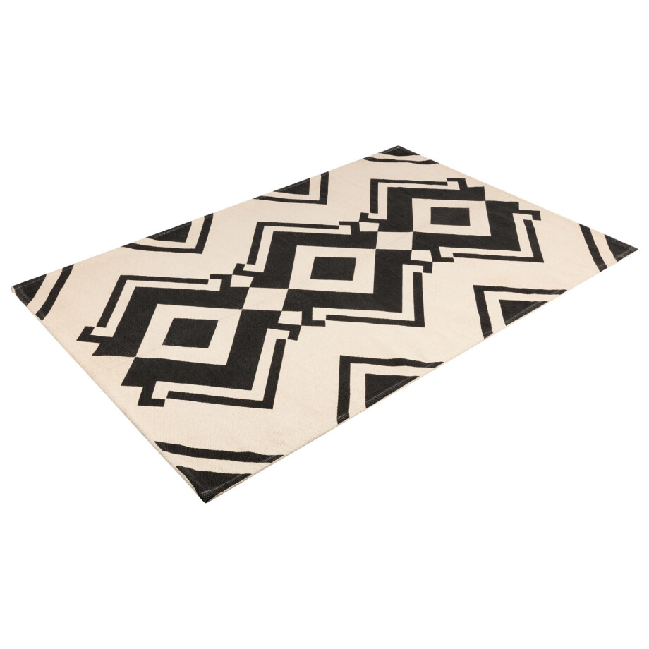 LIVARNO home Katoenen vloerkleed 140 x 200 cm (Zwart/wit) afbeelding 1
