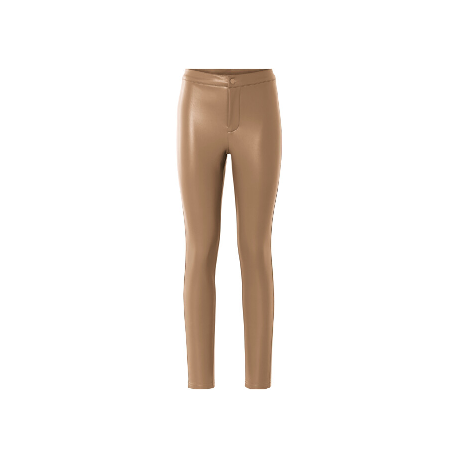 ESMARA Dames jegging, slim fit, in lederlook (Beige, 38) afbeelding 1