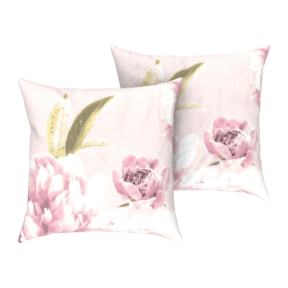 LIVARNO home 2 kussenhoezen 60 x 50 cm (Bloemen/roze) afbeelding 1
