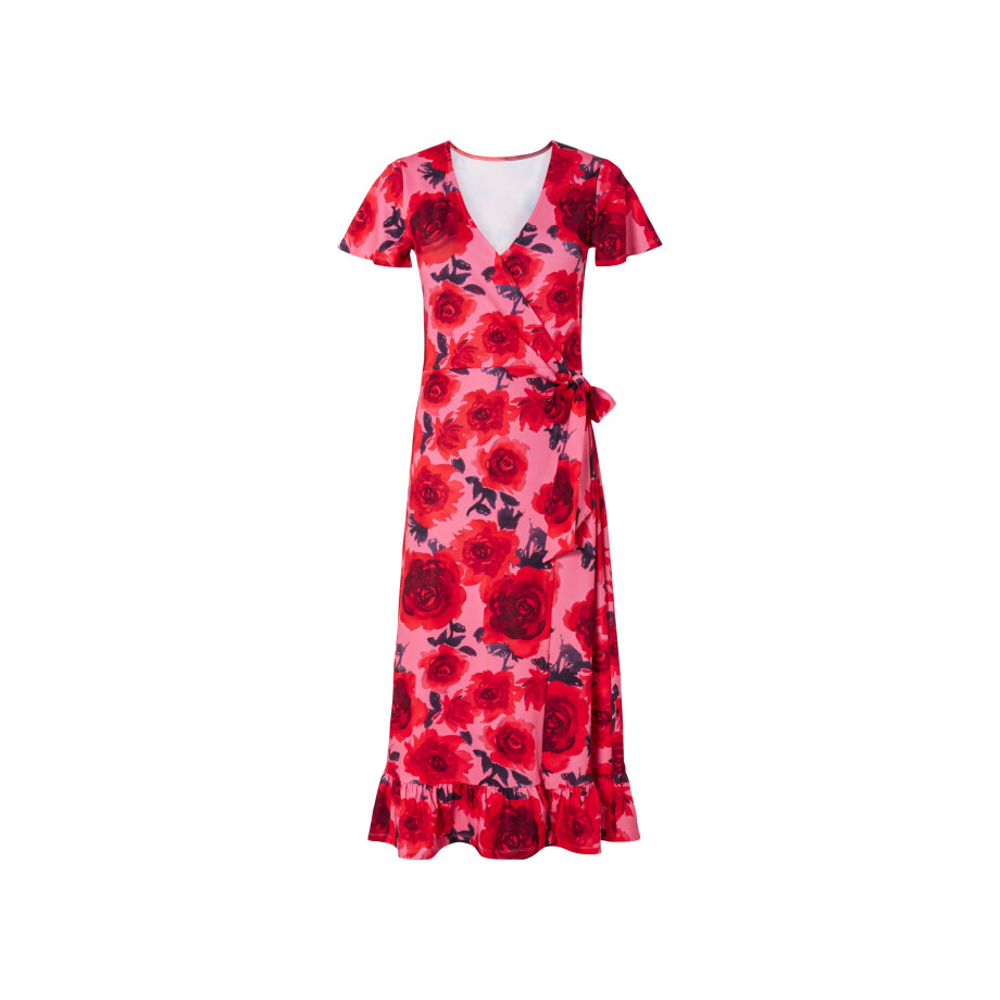 esmara Dames wikkeljurk (M, Patroon roze/rood) afbeelding 1