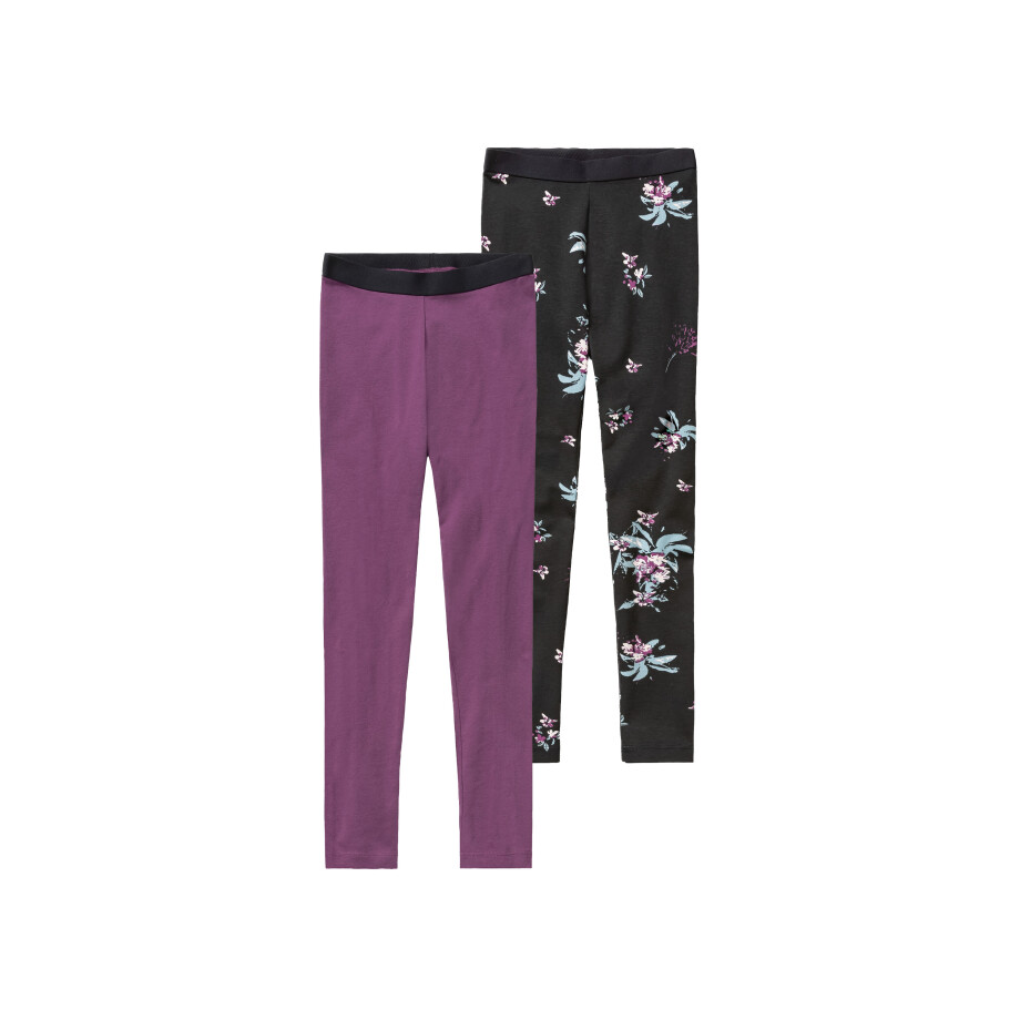 pepperts! Meisjes leggings (146/152, Gedessineerd zwart/lila) afbeelding 1