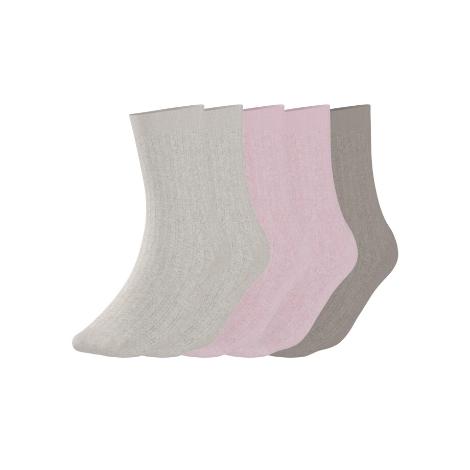 esmara 5 Paar sokken (Beige/roze, 35-38) afbeelding 1
