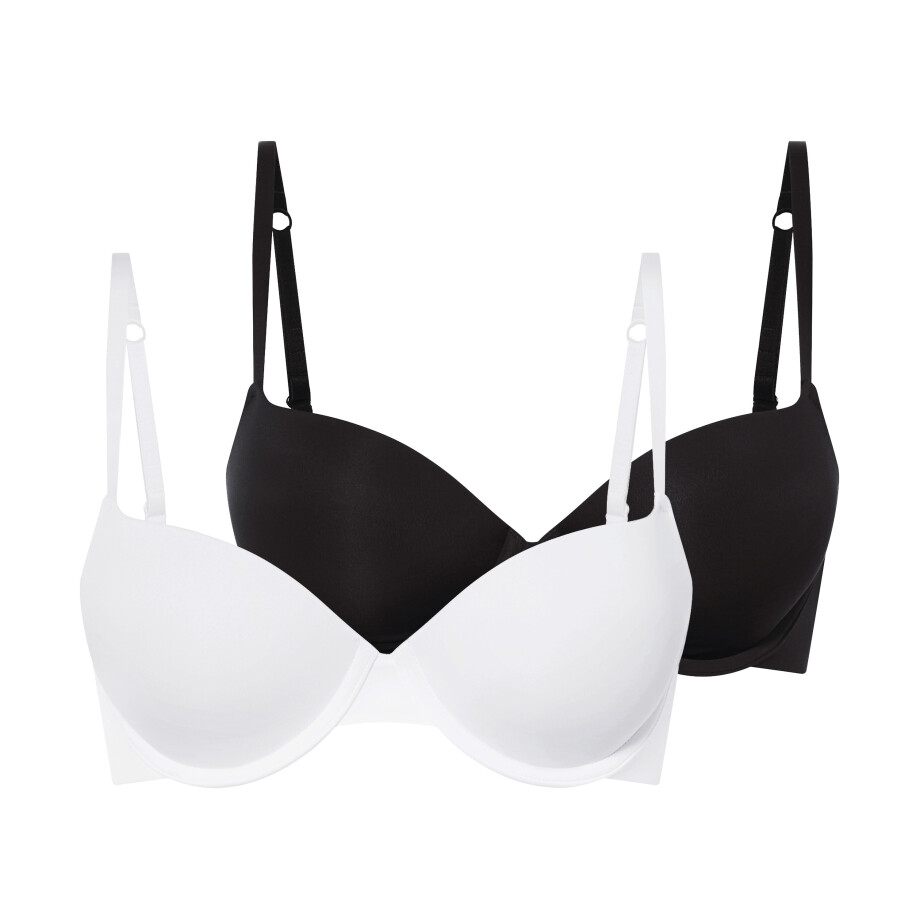 esmara 2 dames push-up BH&apos;s (Zwart/wit, 85D) afbeelding 1