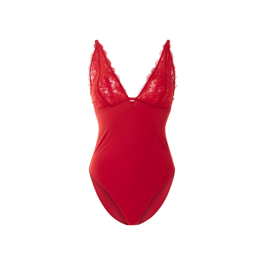 esmara Dames kanten body (M (40/42), Rood) afbeelding 1