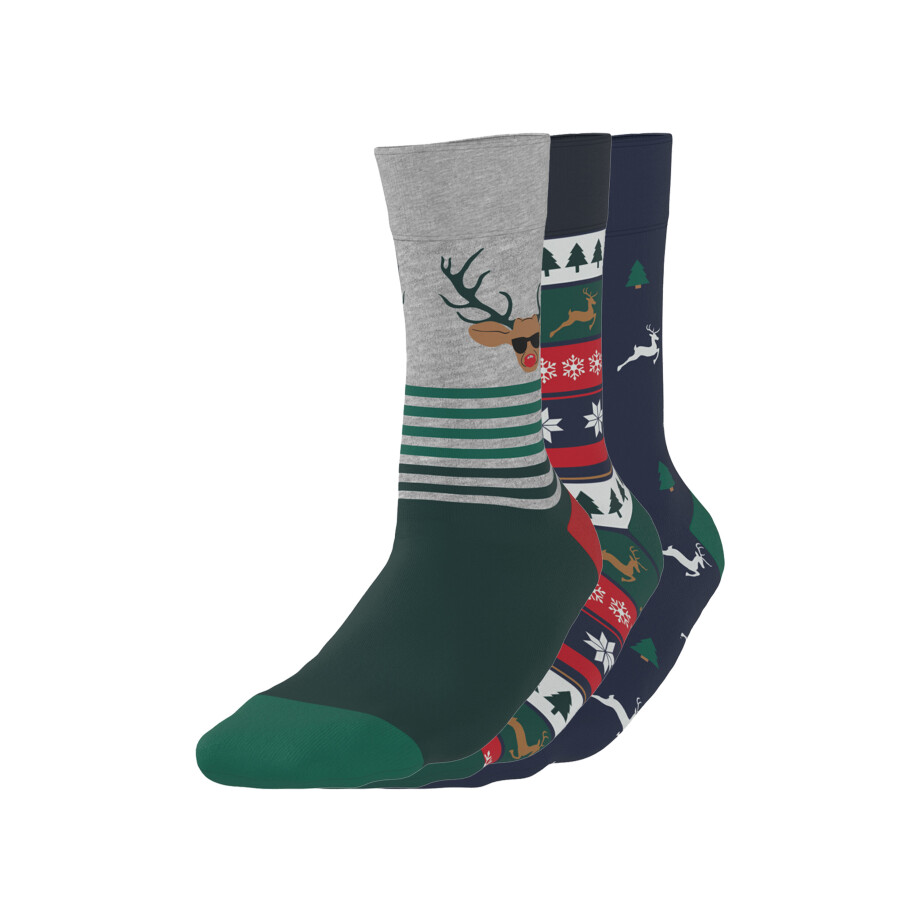 esmara 3 Paar kerstsokken (grijs/groen/marineblauw, 43-46) esmara 3 Paar kerstsokken (grijs/groen/marineblauw, 43-46) afbeelding 1