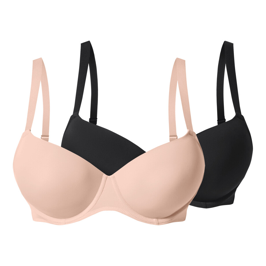 esmara Set van 2 dames beugel-bh's (Zwart/beige, 95D) afbeelding 1
