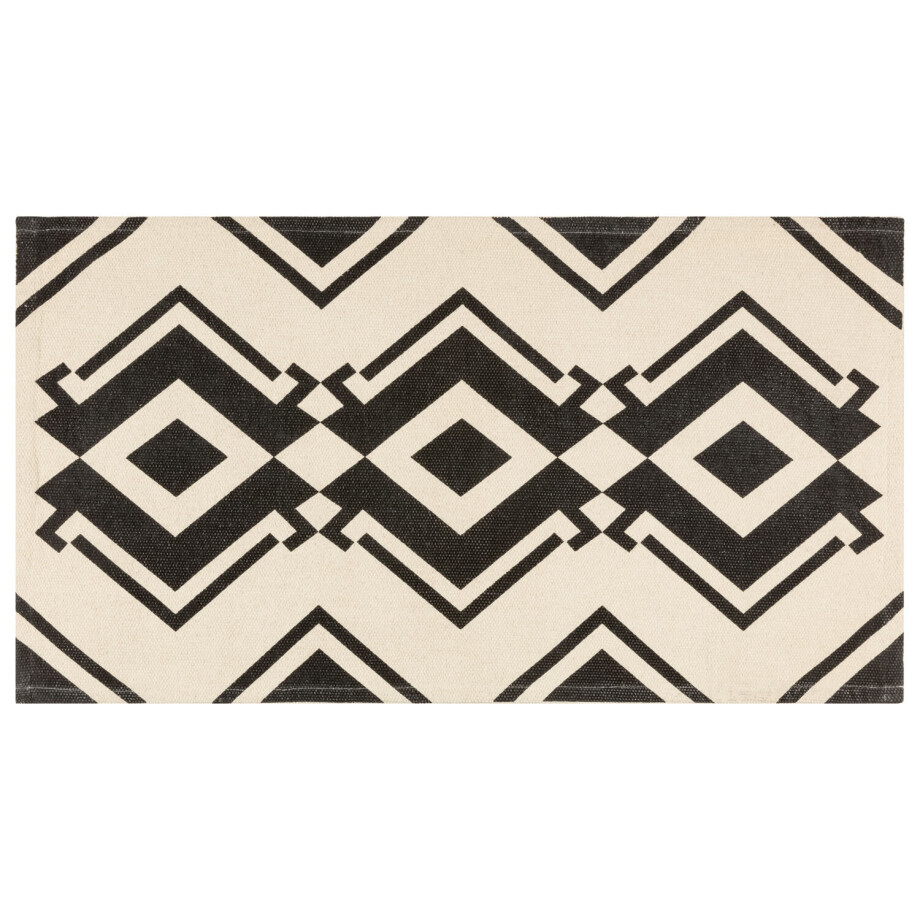LIVARNO home Katoenen vloerkleed 67 x 120 cm (Zwart/wit) afbeelding 1