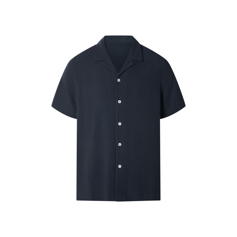 esmara Men Mousseline heren overhemd (Marineblauw, XL) afbeelding 1