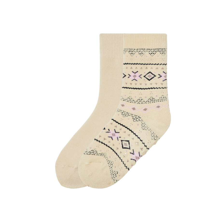 pepperts! 2 paar kinder thermosokken (39-42, Beige) afbeelding 1