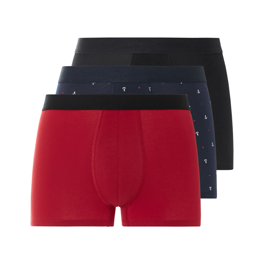 LIVERGY 3 heren boxers (Zwart/donkerblauw/rood, M) LIVERGY 3 heren boxers (Zwart/donkerblauw/rood, M) afbeelding 1