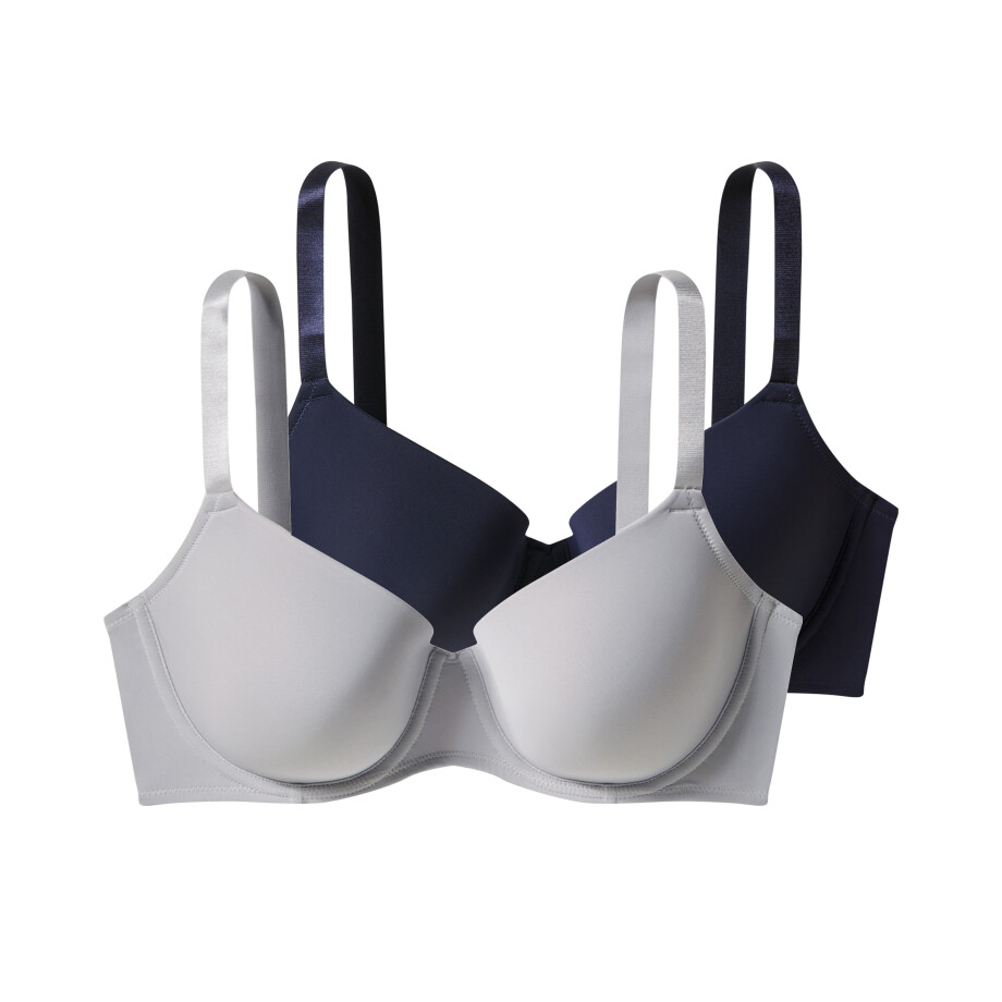 esmara Set van 2 dames-BH&apos;s - Plus size (Donkerblauw/grijs, 95C) afbeelding 1