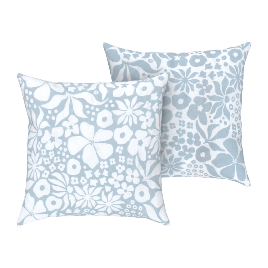 LIVARNO home 2 kussenhoezen 60 x 50 cm (Bloemen/blauw) afbeelding 1