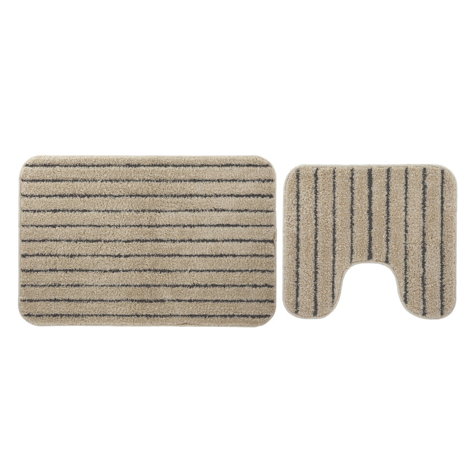 LIVARNO home Bad- en WC-mattenset (beige met WC-uitsparing) LIVARNO home Bad- en WC-mattenset (beige met WC-uitsparing) afbeelding 1