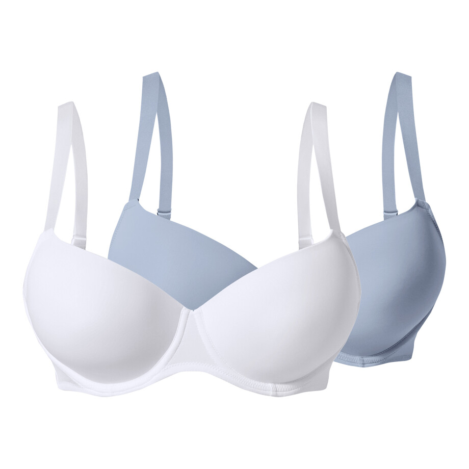 esmara Set van 2 dames beugel-bh's (Blauw/wit, 95C) afbeelding 1