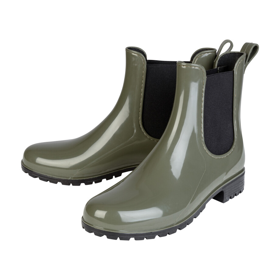 esmara Dames regen enkellaarzen (Zwart/groen, 37) afbeelding 1