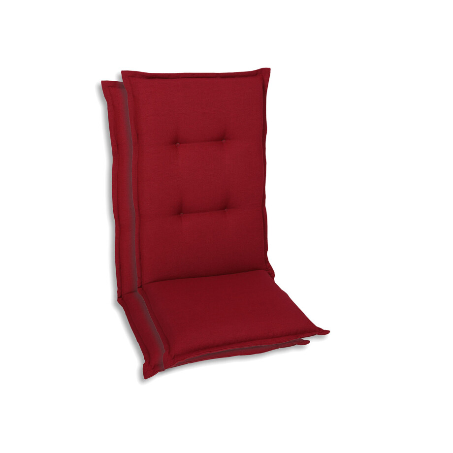 GO-DE Textil Tuinkussen (Stoelkussens voor stoelen met een lange rugleuning, Kersenrood) afbeelding 1