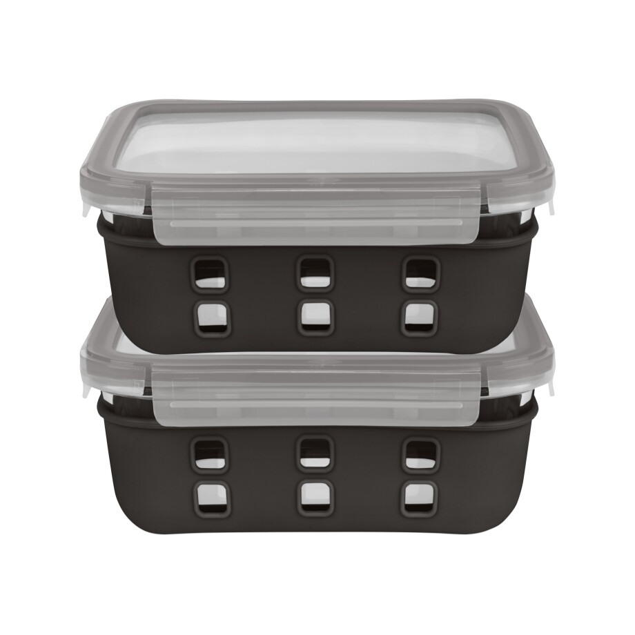 LIVARNO home Glazen lunchboxenset (Zwart) LIVARNO home Glazen lunchboxenset (Zwart) afbeelding 1