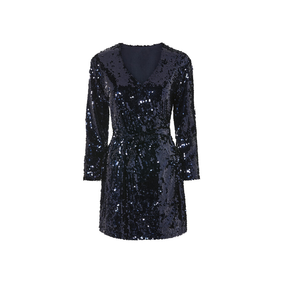 esmara Dames jurk met pailletten (S (36/38), Marineblauw) afbeelding 1