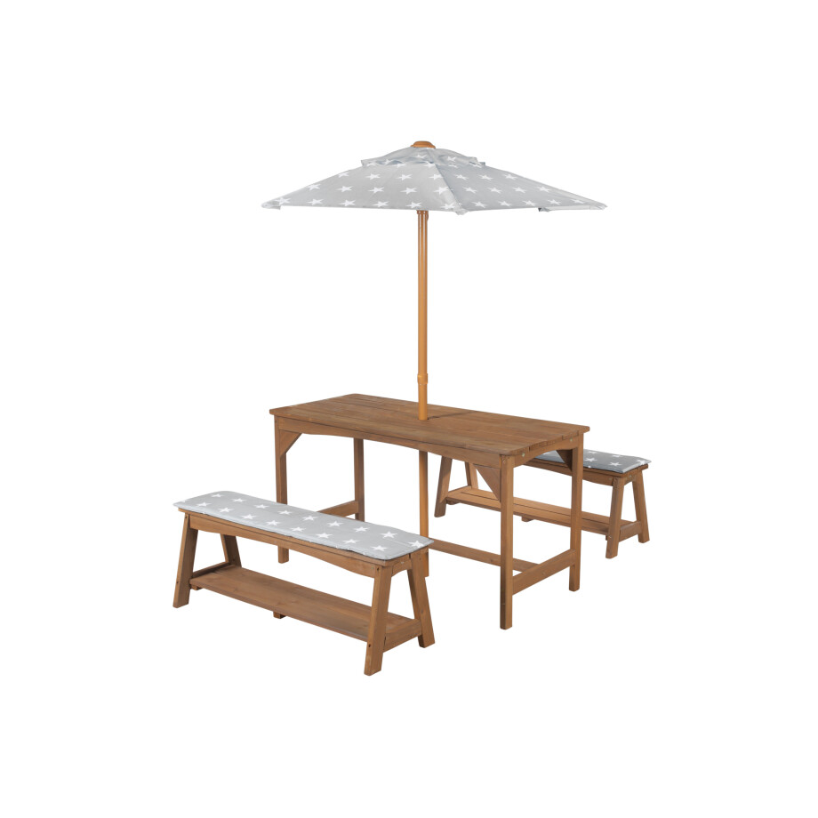 roba Kinder tuinset met parasol (teak kleuren) afbeelding 1