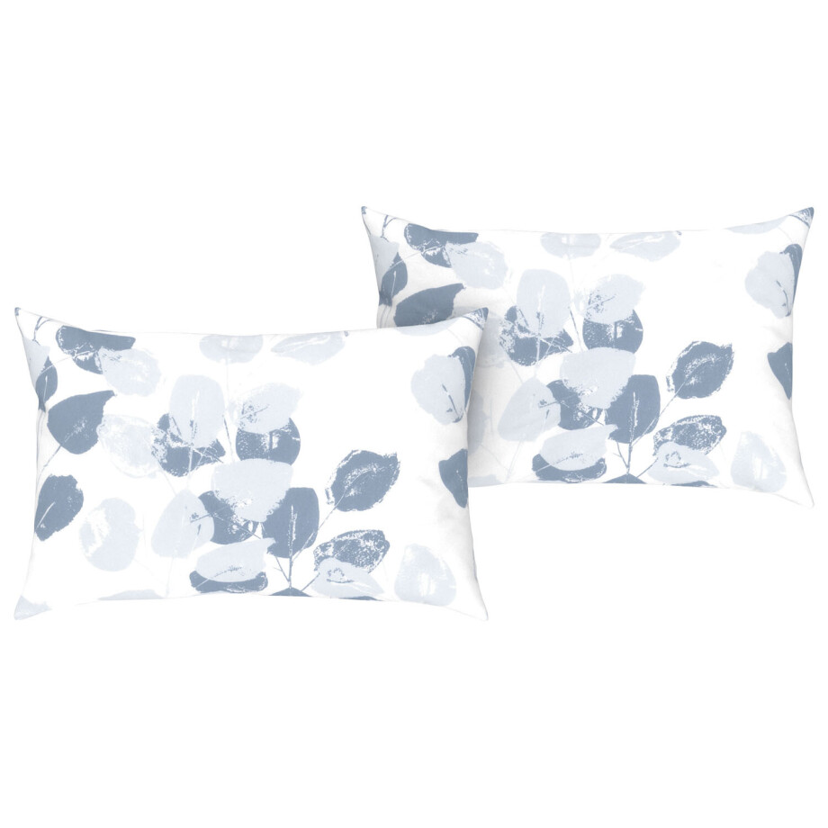 LIVARNO home Renforcé kussensloop (Bloemen/blauw/wit) LIVARNO home Renforcé kussensloop (Bloemen/blauw/wit) afbeelding 1