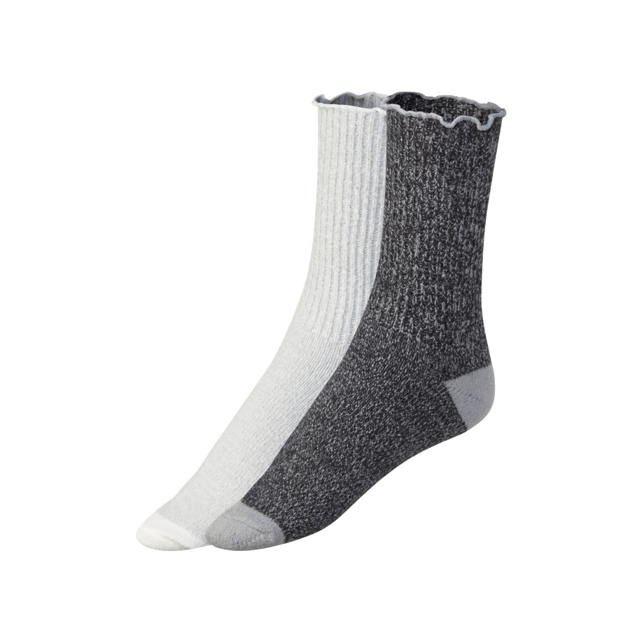 esmara 2 Paar dames huissokken (Grijs/zwart, 39-42) afbeelding 1