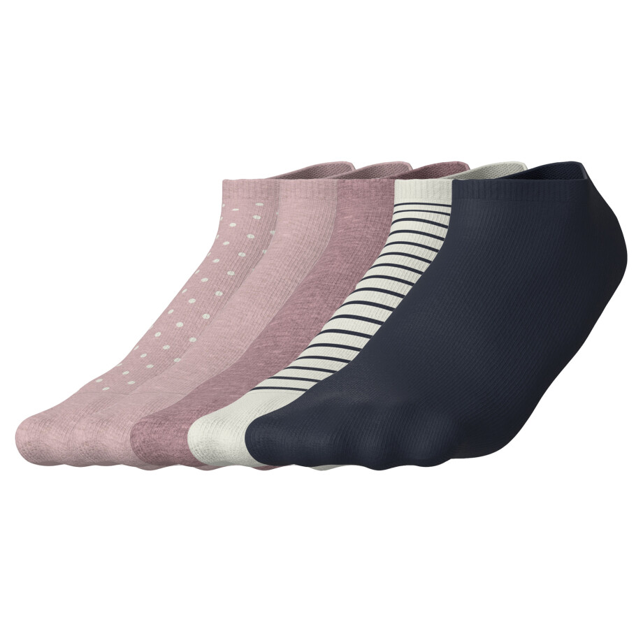 esmara 5 Paar dames thermo sneakersokken (Lichtroze/wit/navy, 35-38) afbeelding 1