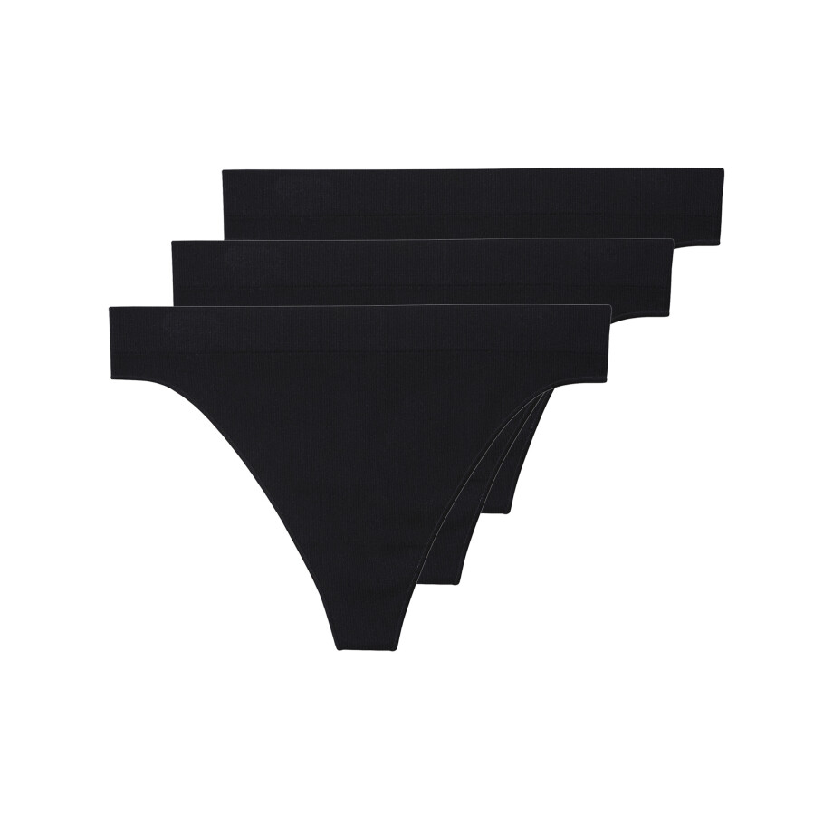 esmara Set van 3 dames strings (Zwart, L (44/46)) afbeelding 1