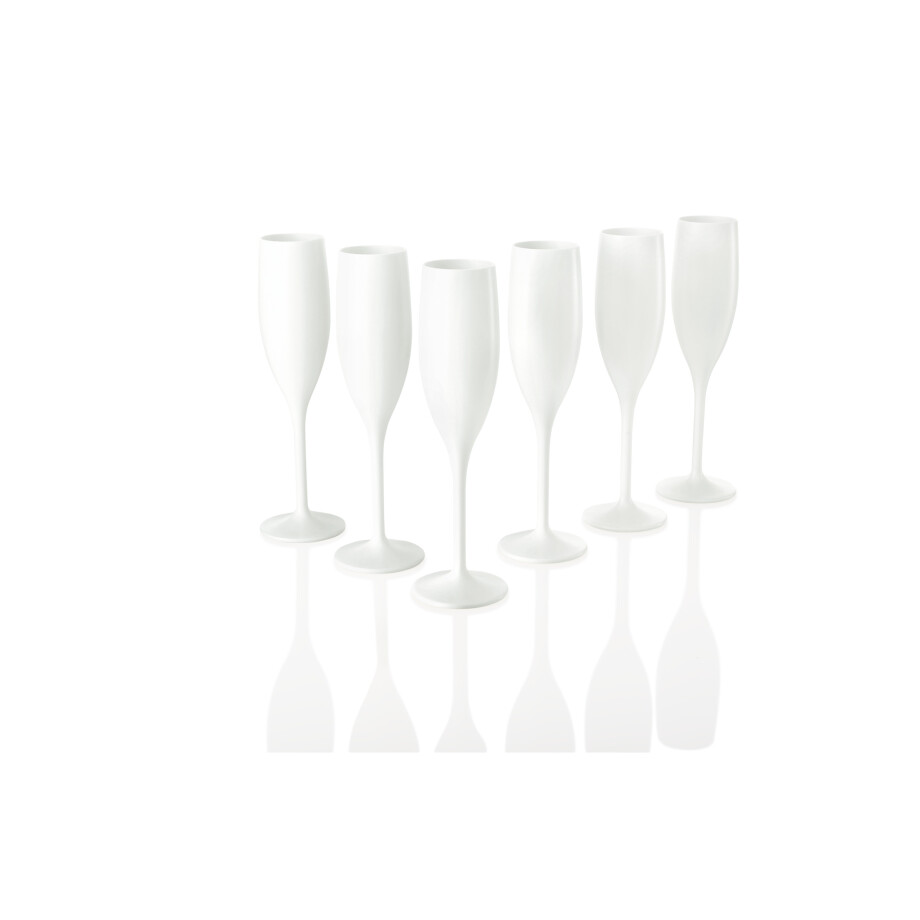 ERNESTO 6 kunststof glazen (Champagneglazen, Wit) afbeelding 1